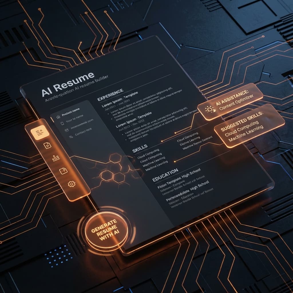 ResumeAI free AI resume builder dashboard for software engineers, showing ATS-optimized template and semantic skill matching